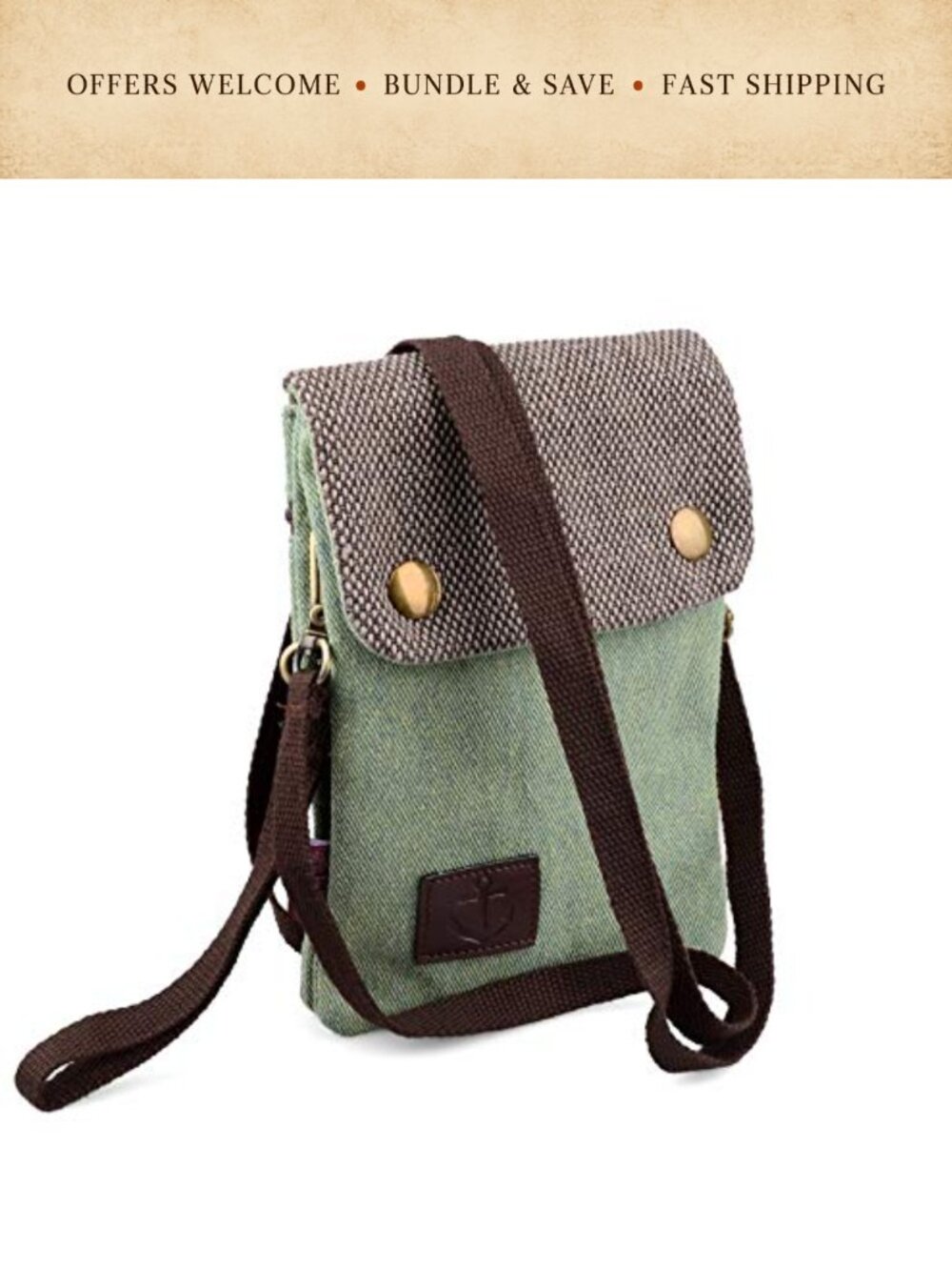 Canvas Crossbody Phone Bag Mini Wristlet Purse with Straps